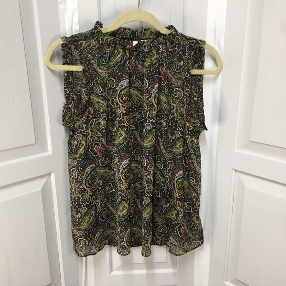 GAP Tops - GAP Black & Green Paisley Top